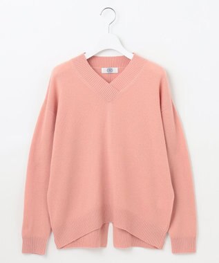 J.PRESS LADIES L 【洗える】CASHMERE BLEND Vネック ニット ピンク系