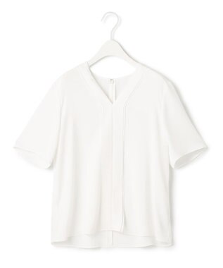 ICB 【洗える】ソフトジョーゼット Vネックブラウス オフホワイト系