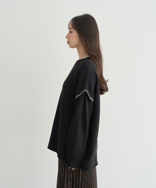 earth music&ecology 【洗濯機洗い可 / 選べる丈】アンチピリングC/A選べる丈配色ニット ブラック