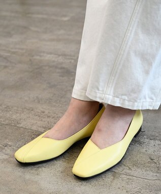 Pointer 日本製 本革Vカットパンプス イエロー