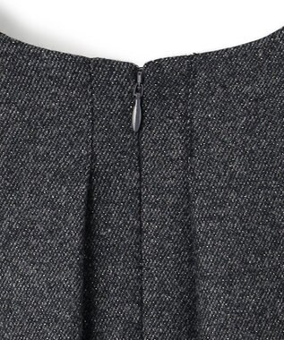 23区 S ラメミックスツイード Vネックワンピース チャコール系