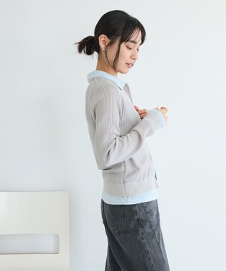 CRAFT STANDARD BOUTIQUE レイヤードポロ衿カーディガン Light Gray