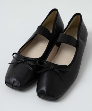 WEGO ベルト付きスクエアバレエシューズ ブラック