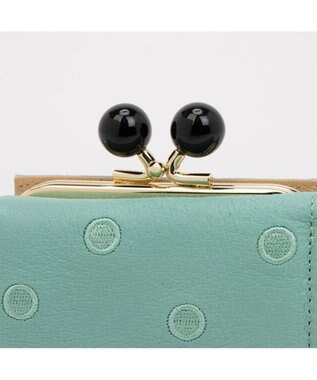 UNBILLION ペルケ perche / アクリル玉三つ折りミニサイフ ライトグリーンドット