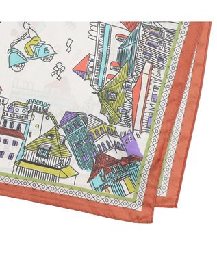 UNBILLION カシュネ cache nez / 横浜アーカイブツイルスカーフ「ヴィレッジ」 オレンジ