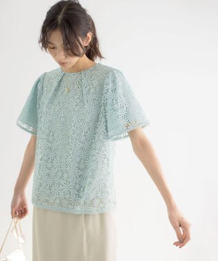 組曲 フラワーレース ブラウス ミント系