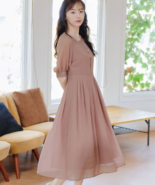 Tiaclasse 【新色追加】シフォンワンピース ピンク