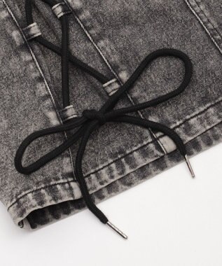 WEGO レースアップハートポケットデニムスカパン デニムブラックソノタ