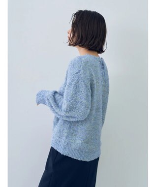 YECCA VECCA レースアップリボンヤーンニット Blue