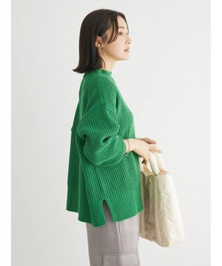 Green Parks ｍｏｋｏモール畦編みモックネックプルオーバー Green