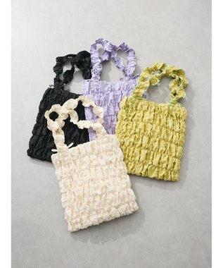 Green Parks ・ＱＵＯＮギャザーキルティングリボントートバッグ Lavender