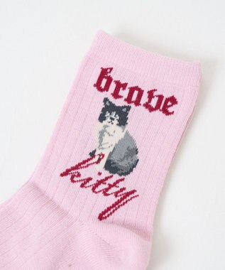 WEGO catロゴソックス ライトピンク