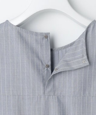 J.PRESS LADIES S ストライプ×エンブロイダリー クルーネック ブラウス ネイビー×ホワイト系