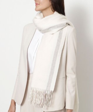 MOONBAT FURLA(フルラ）ウール100％ オンブレー カラーブロック ストール オフホワイト