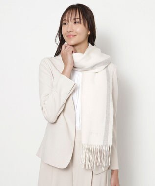 MOONBAT FURLA(フルラ）ウール100％ オンブレー カラーブロック ストール オフホワイト