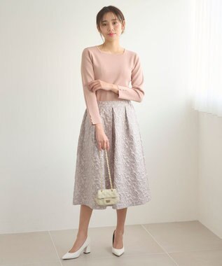 Feroux 【セットアイテム】ニット×ジャガードスカート セット ピンク系