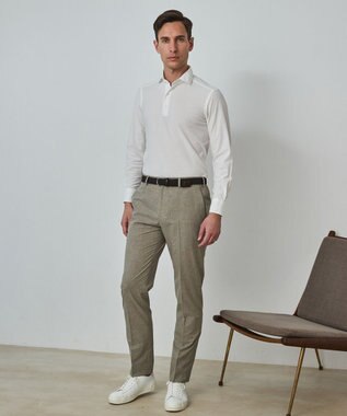 GOTAIRIKU あのBIZポロが 長袖に【仕事で着られる】キレイめ 鹿の子 ビズポロシャツ_ロング ホワイト系