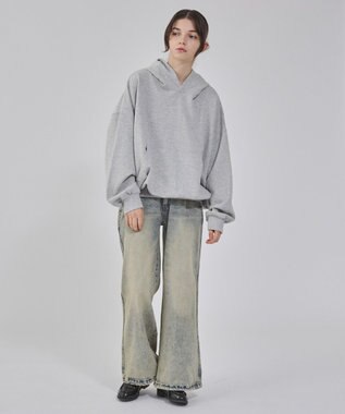 WEGO 【ユニセックス着用ITEM】バルーンクロップドプルパーカー 杢グレー