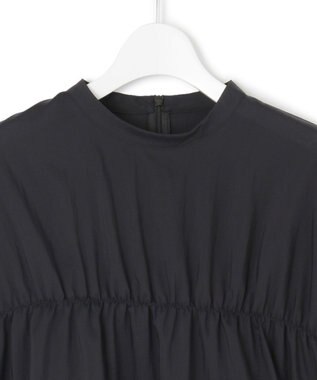 23区 S 【撥水加工/洗える】シアーナイロンツイル ギャザー ブラウス ブラック系