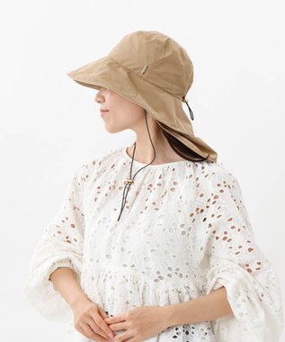 AURORA 【 Beaurance （ビューランス）】サマーシールドタレ付きはっ水クロッシェハット ライトベージュ