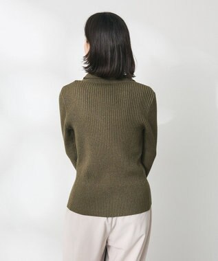 CRAFT STANDARD BOUTIQUE 襟付きニットコンパクトカーディガン Green