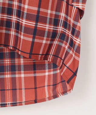 ANY 【洗える】イージーケアチェック ブラウス オレンジチェック