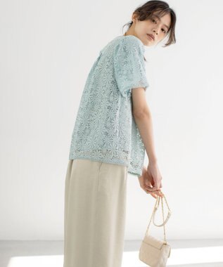 組曲 フラワーレース ブラウス ミント系
