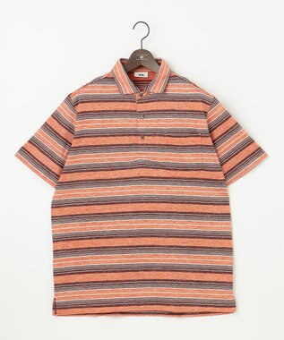 JOSEPH ABBOUD 【キングサイズ・吸水速乾】リネンマルチボーダー ポロシャツ