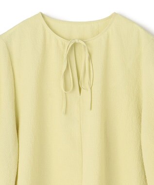 UNFILO 【洗える】シアーサッカーボリュームスリーブブラウス ライムイエロー