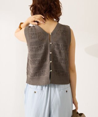 AMERICAN HOLIC 【前後2WAY】レース編みニットベスト Charcoal Gray