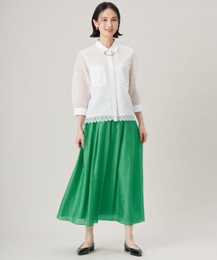 自由区 S 【洗える】エアリー スカート グリーン