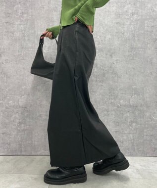 WEGO FレザーWZIPロングスカート ブラック