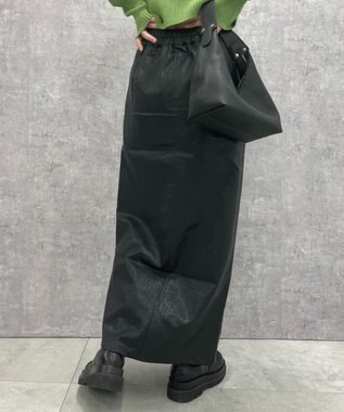 WEGO FレザーWZIPロングスカート ブラック