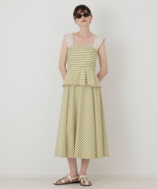 GRACE CONTINENTAL ストライプスカート グリーン