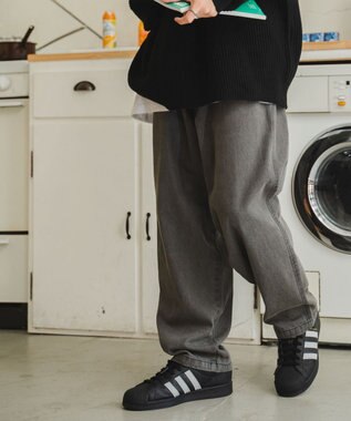 WEGO デニムイージーワイドパンツ グレー