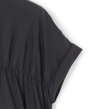 23区 S 【撥水加工/洗える】シアーナイロンツイル ギャザー ブラウス ブラック系