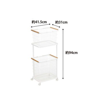 tower ランドリーワゴン+バスケット トスカ ホワイト ホワイト