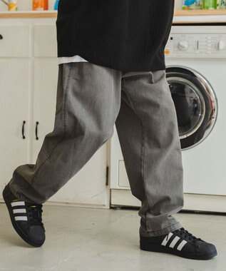 WEGO デニムイージーワイドパンツ グレー