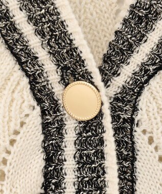 ANY SIS 【洗える】透かし編みニット カーディガン ネイビー