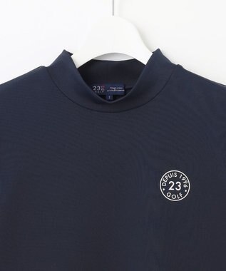 23区GOLF 【WOMEN】【吸水速乾・UVケア】袖ライン モックネックシャツ ネイビー系
