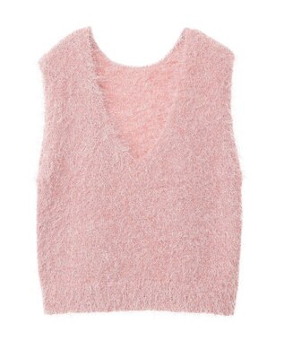 AMERICAN HOLIC 選べる丈２サイズ前後２ｗａｙシャギーベスト Pink