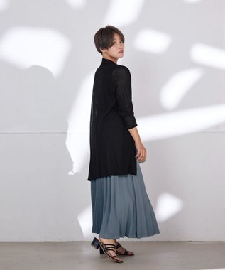 Tiaclasse 【ウエストゴム・洗える】カットソーアコーディオンプリーツスカート グレー