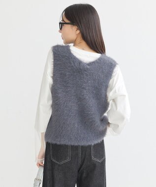 earth music&ecology シャギーベスト Light Gray