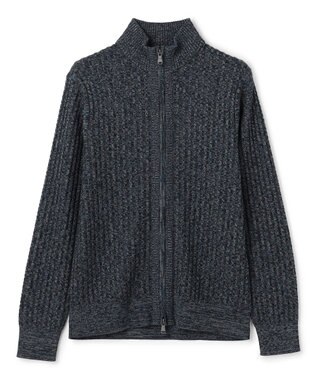 JOSEPH HOMME 【新柄】シルクバルキー　ハイネックジップアップニット ネイビー系
