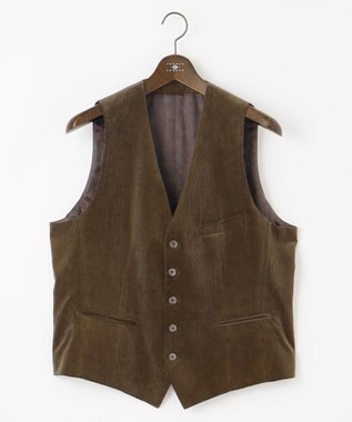 JOSEPH ABBOUD 【遠州産素材/オーガニックコットン】ソフトコーデュロイ ベスト ダークブラウン系