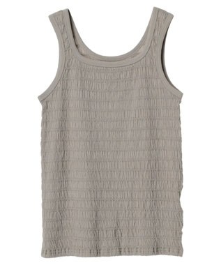 earth music&ecology シャーリングタンクトップ Beige