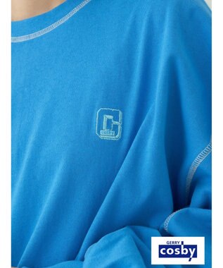 earth music&ecology Ｃｏｓｂｙ×ｅａｒｔｈ　配色ステッチロングＴシャツ Turquoise Blue