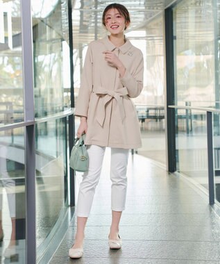 Tiaclasse ステンカラーフレアミドルコート グレージュ