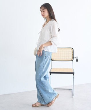 earth music&ecology 【綿100％】コットンレースブラウス Off White