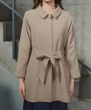 Tiaclasse ステンカラーフレアミドルコート ベージュ